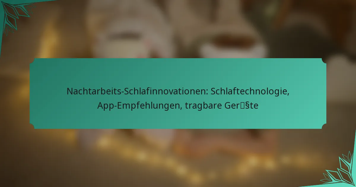 Nachtarbeits-Schlafinnovationen: Schlaftechnologie, App-Empfehlungen, tragbare Geräte
