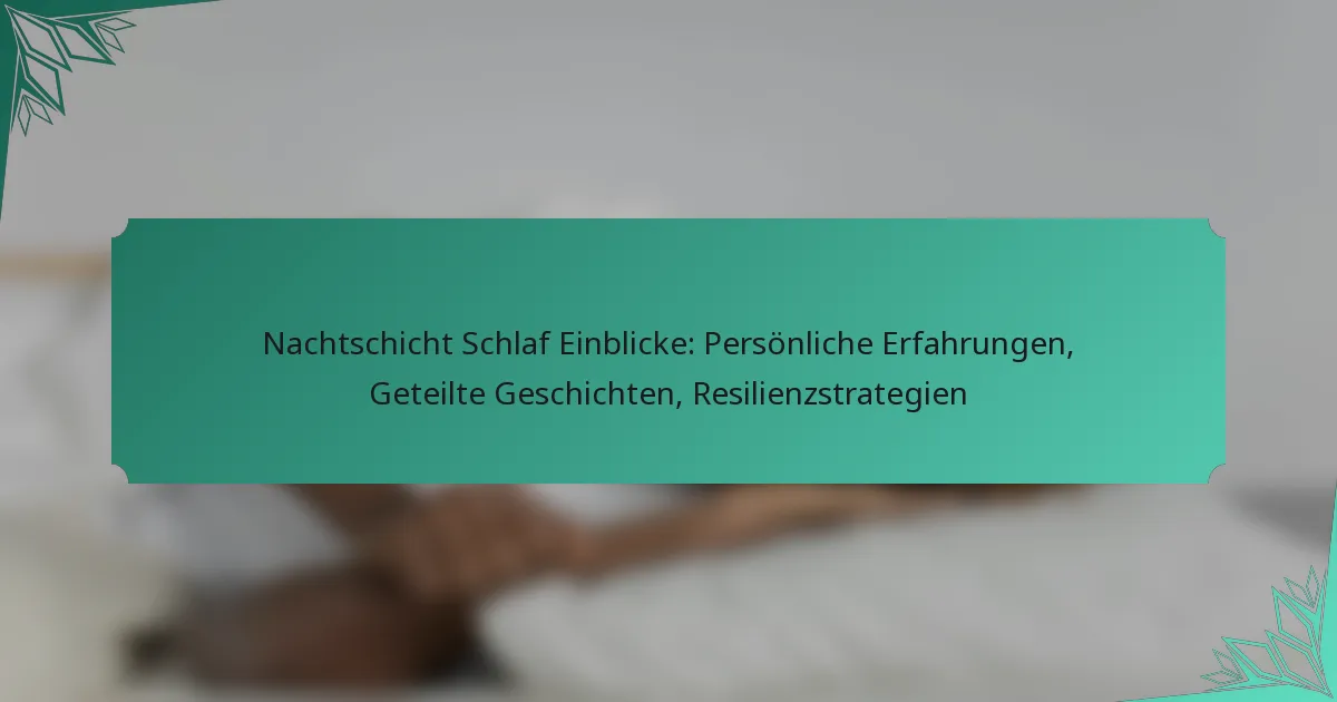 Nachtschicht Schlaf Einblicke: Persönliche Erfahrungen, Geteilte Geschichten, Resilienzstrategien