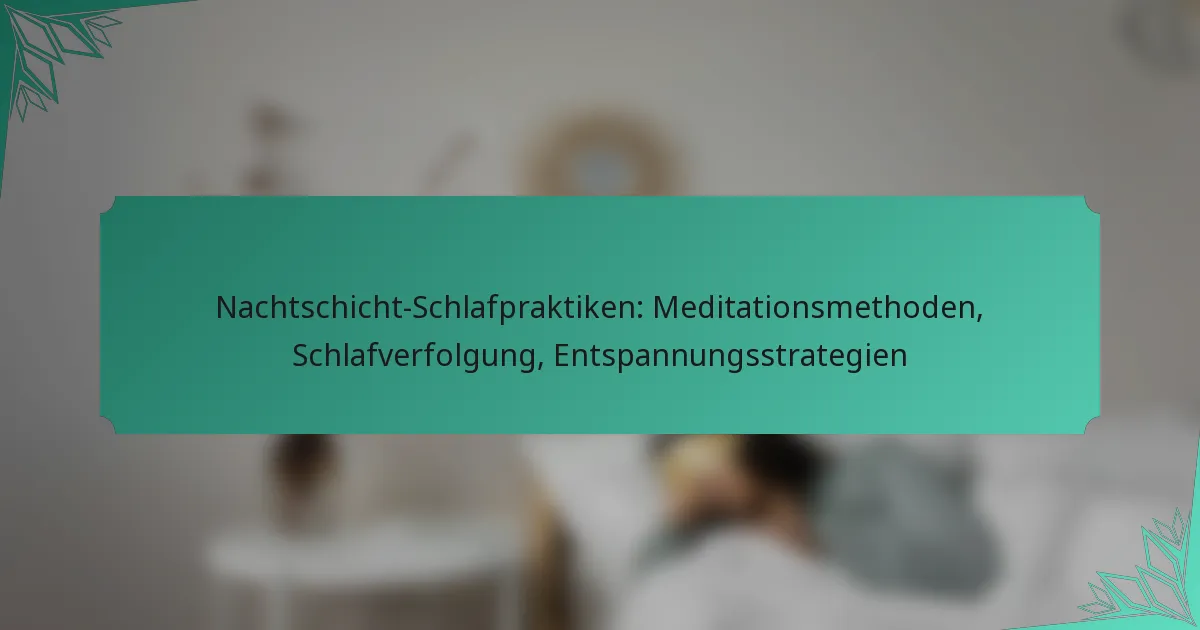 Nachtschicht-Schlafpraktiken: Meditationsmethoden, Schlafverfolgung, Entspannungsstrategien