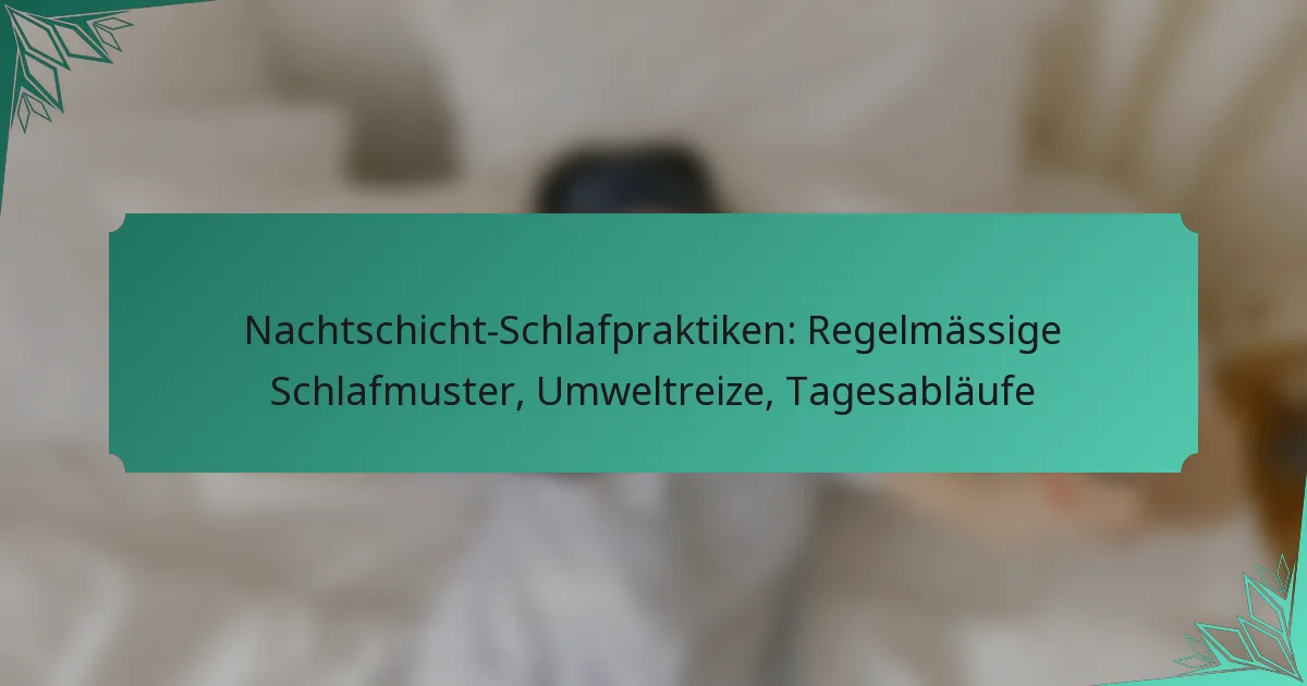 Nachtschicht-Schlafpraktiken: Regelmässige Schlafmuster, Umweltreize, Tagesabläufe