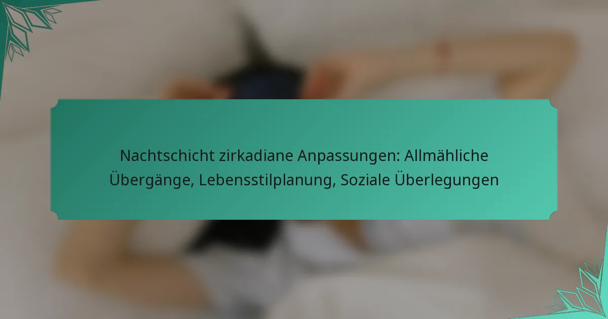 Nachtschicht zirkadiane Anpassungen: Allmähliche Übergänge, Lebensstilplanung, Soziale Überlegungen